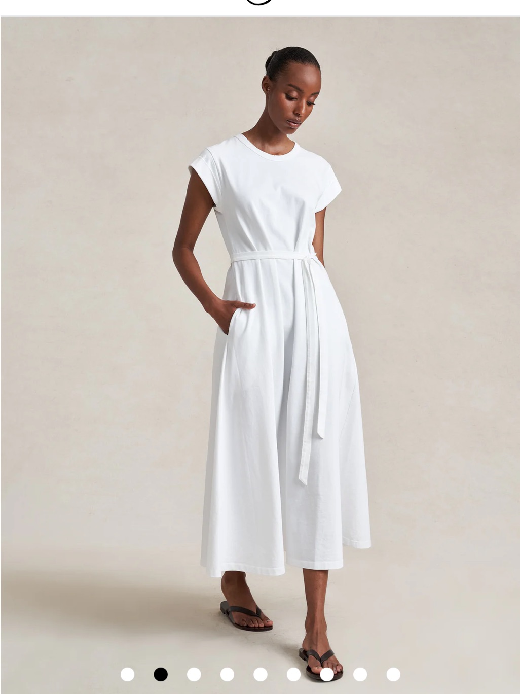 La Ligne Andie Dress Classic White Tie-Waist Midi Dress Small